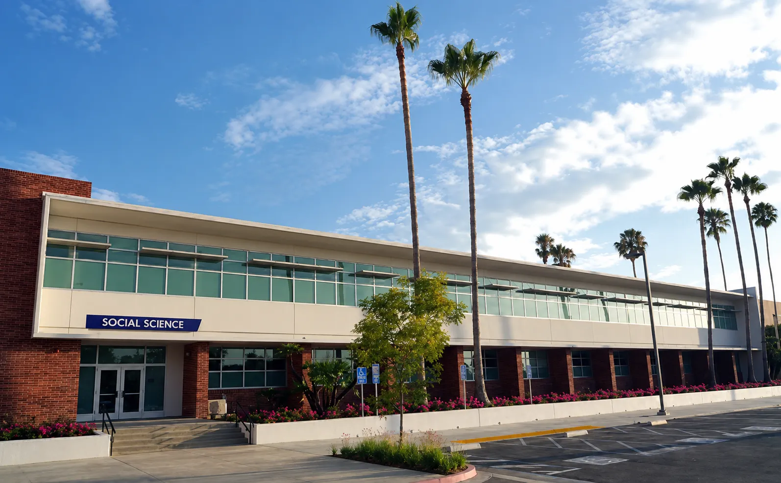 An exterior view of the social sciences building at El Camino College